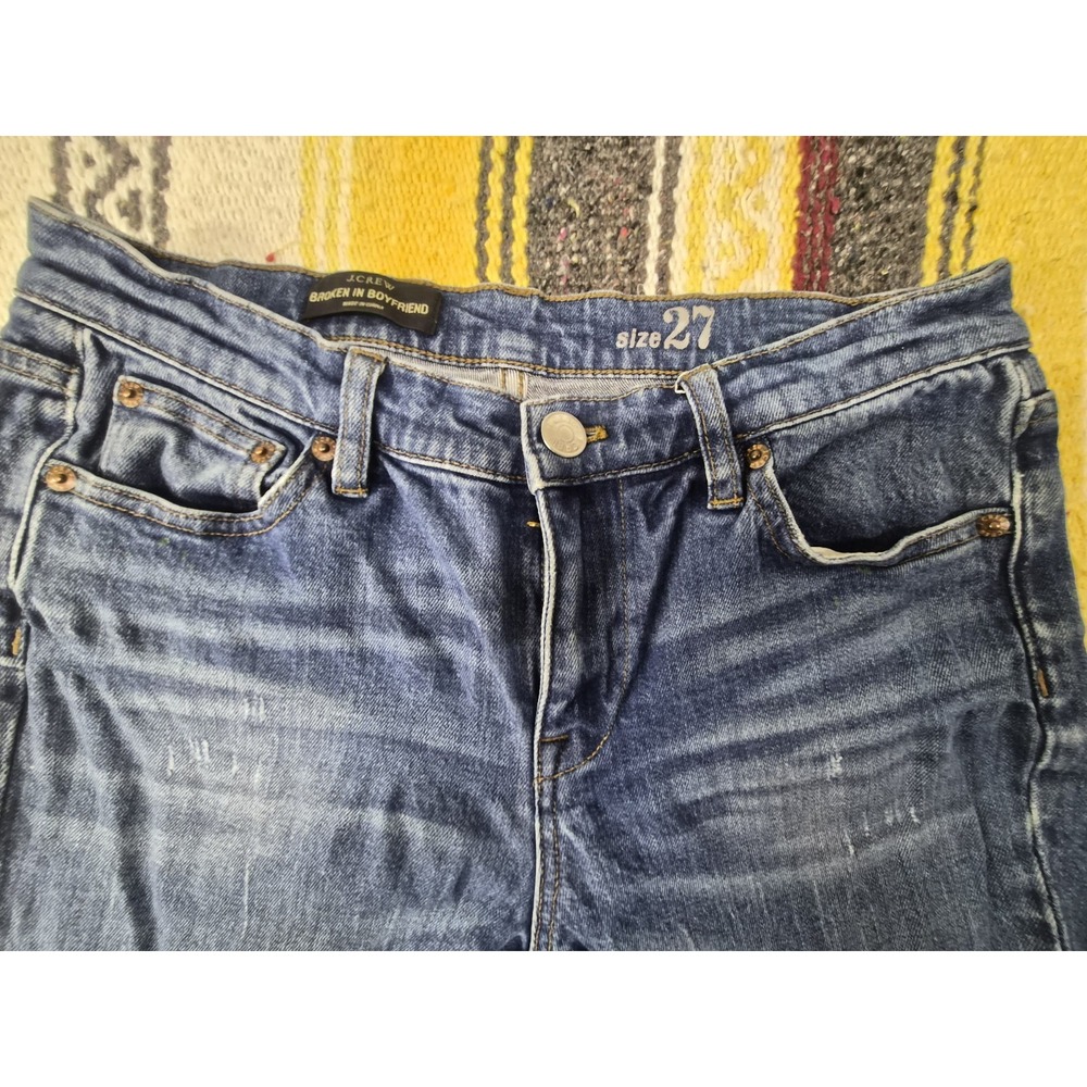 J.Crew Broken-In Boyfriend Jeans Medium Wash Blue Denim - Size 27 - Picture 2 of 12